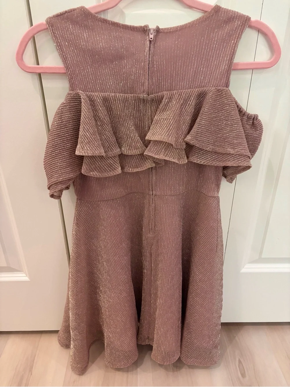The Children's Place Sparkle Mauve Cold-Shoulder Ruffle Dress